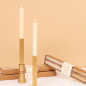 Velas de mesa bañadas en dorado