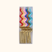 Velas Swirly multi color y dorado