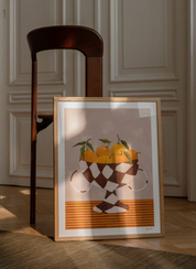 Frankie Penwill, Lemons & Oranges in Checkered Vase